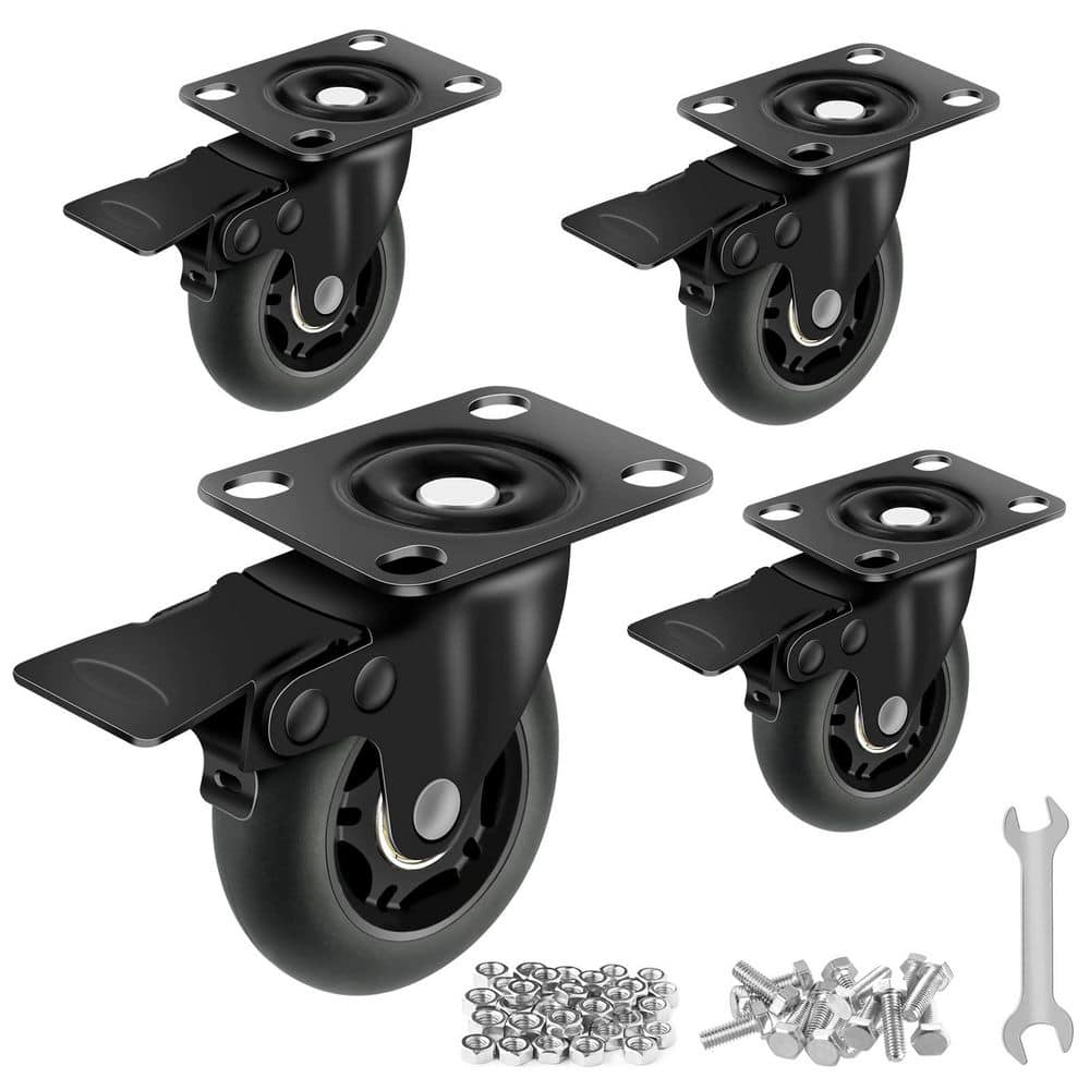4-Pack 3 in. Black Quiet Casters for Cart, Glide Quietly and Protect The Floor, Max Load 2000 lb. price history on PriceWatchPro