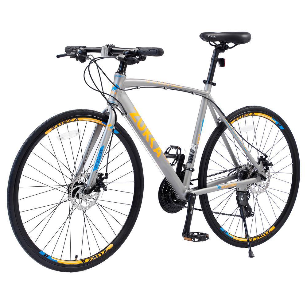 28 in. Silver 24-Speed Disc Brake Hybrid Bike Road City Bicycle price history on PriceWatchPro