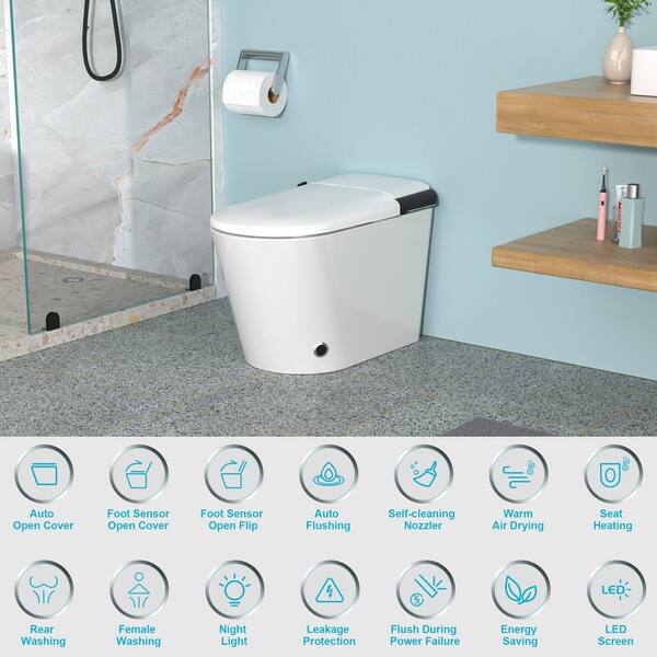 WELLFOR MT2 Elongated Heated Seat Bidet Toilet with Auto Open/Close and Foot Sensor Flush