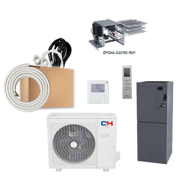 COOPER u0026 HUNTER Multi-Position 36,000 BTU 3.5-Ton Mini Split 16.5 SEER Duct Air  Conditioner with Heat Pump and Install Kit 230-Volt CH-M36AHUR  +CH-N36LCU/OR-230V - The Home Depot