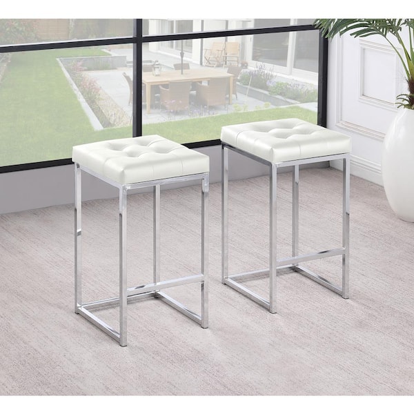 White and silver deals stool