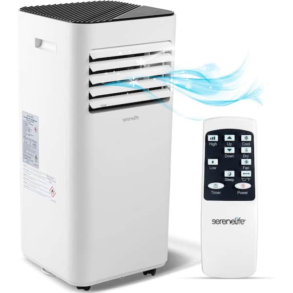 8,000 BTU (DOE) Compact Home Portable Air Conditioner Cools 1,000 Sq. Ft. Built-in Dehumidifier with Remote in White
