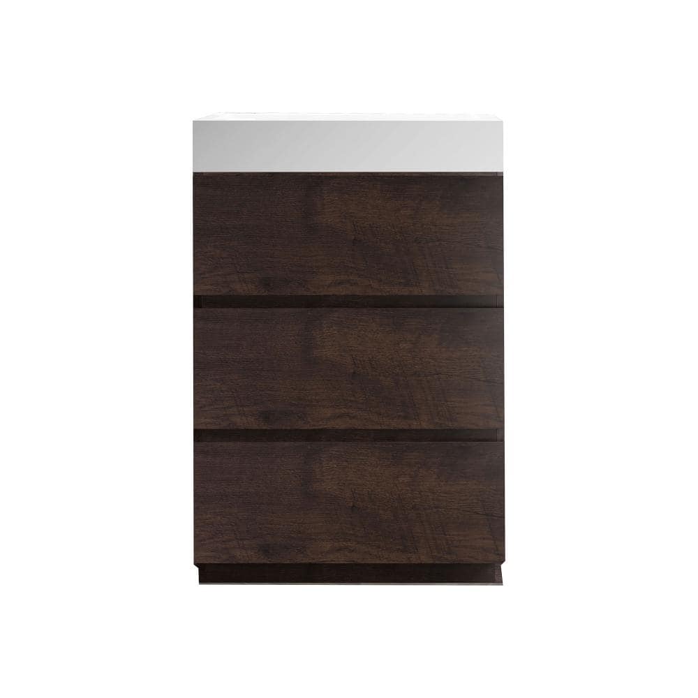 24 in. W Single Sink Freestanding Bath Vanity in Walnut with White Solid Surface Top Unassembled price history on PriceWatchPro