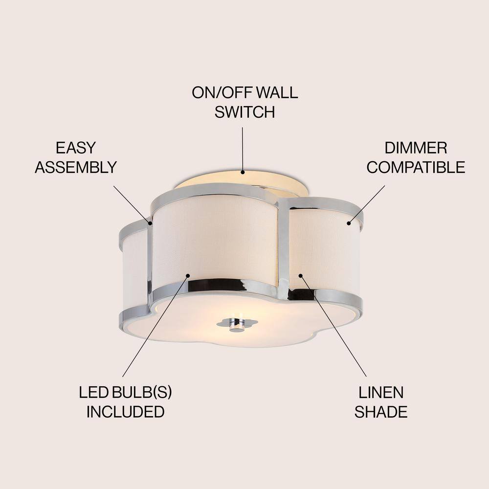 Modern Chrome Glass LED Flush Mount Chandelier, 13"