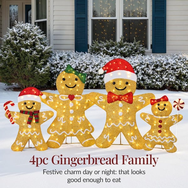 Best Choice Products 48 in. LED Outdoor Gingerbread Family 2D