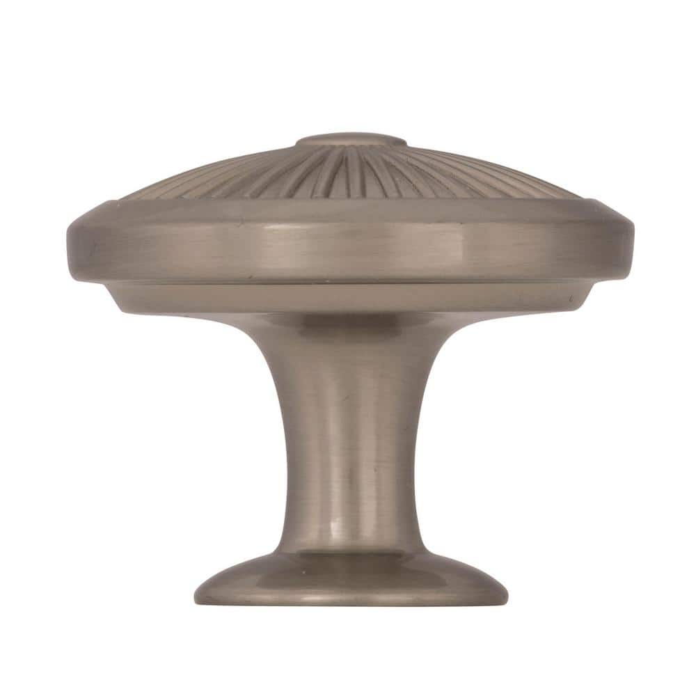 Satin Nickel Round Cabinet Knob with Mounting Hardware