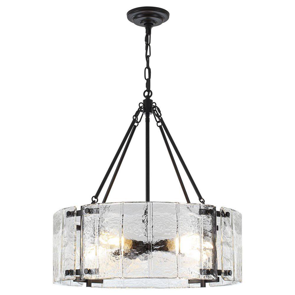 5-Light Black Modern Drum Chandelier With Textured Glass for Dining Room or Living Room price history on PriceWatchPro
