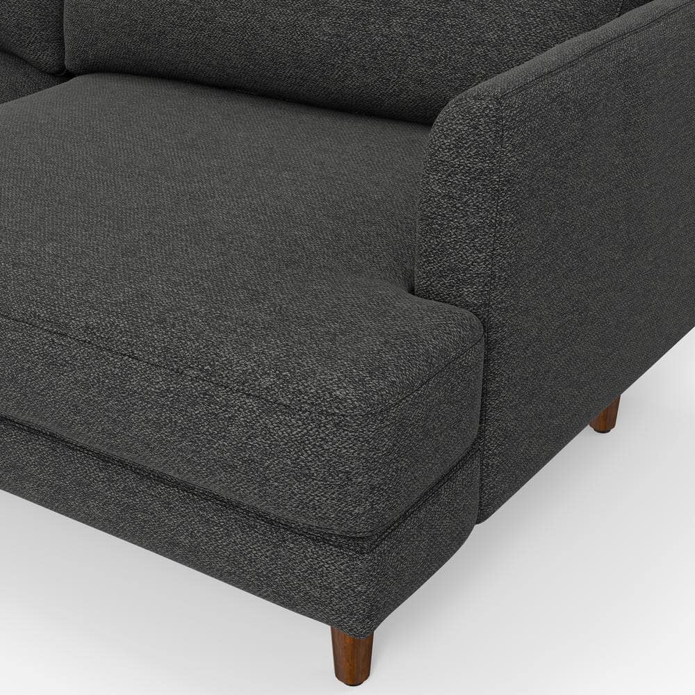 Charcoal Grey 90-Inch Fabric Lawson Sofa with Wood Legs