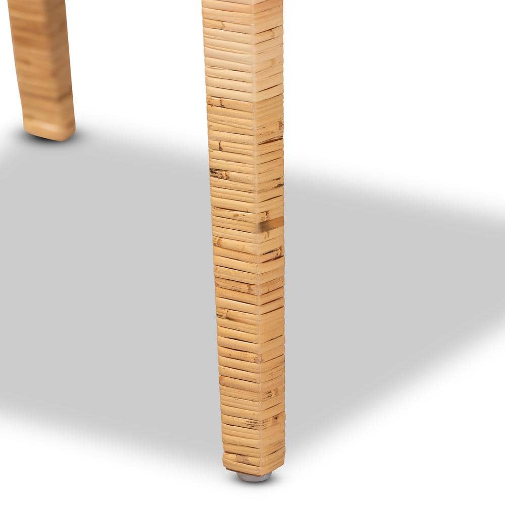 Natural Rattan and Cane Armchair with White Cushion