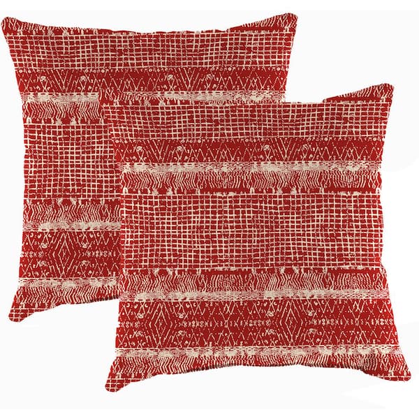 20 in. L x 20 in. W x 5 in. T Square Outdoor Throw Pillow in Everest Caramel (2-Pack)