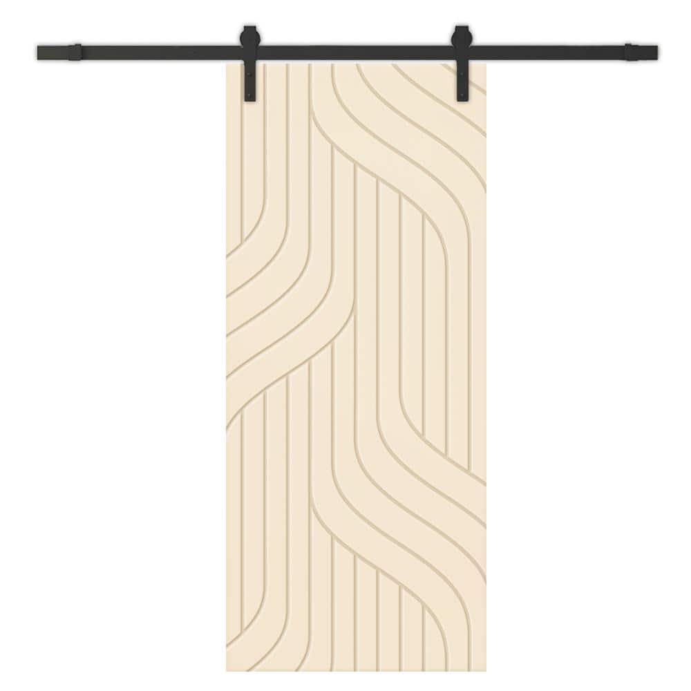 24 in. x 84 in. Beige Painted Composite MDF Paneled Interior Sliding Barn Door with Hardware Kit price history on PriceWatchPro