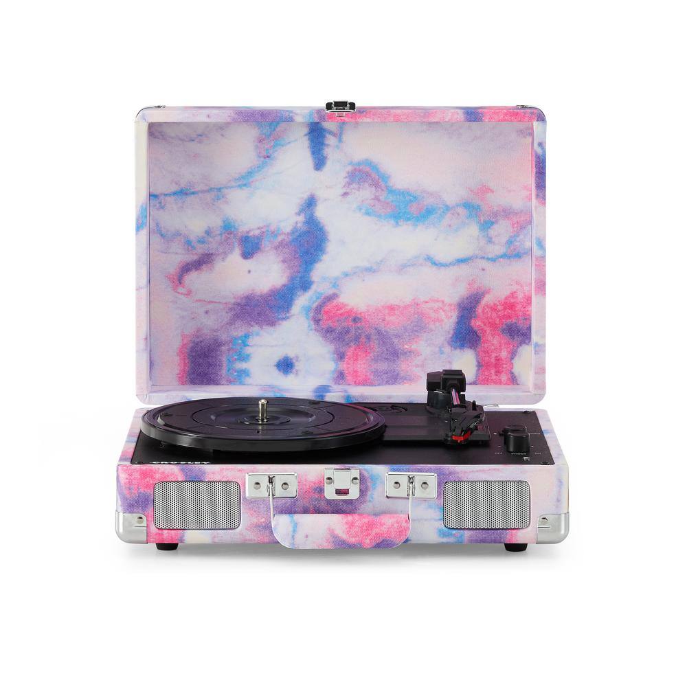 Tie-Dye Portable Bluetooth Vinyl Record Player with Built-In Speakers