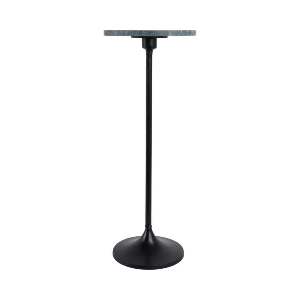 10 in. Green Round Marble Top End Table with Metal Base - thumbnail 4