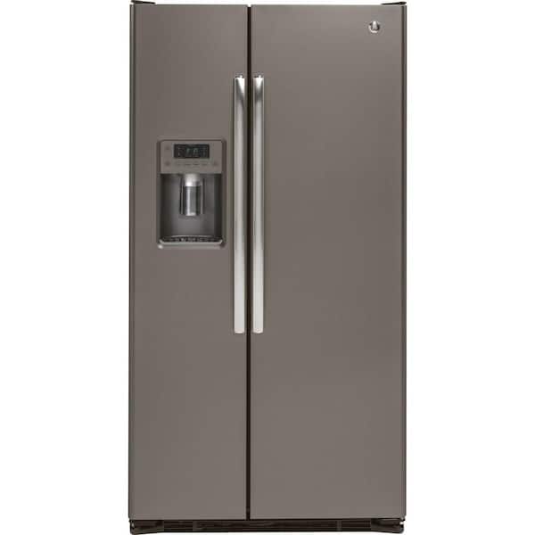 GE 21.9 cu. ft. Side by Side Refrigerator in Slate, Counter Depth, Fingerprint Resistant