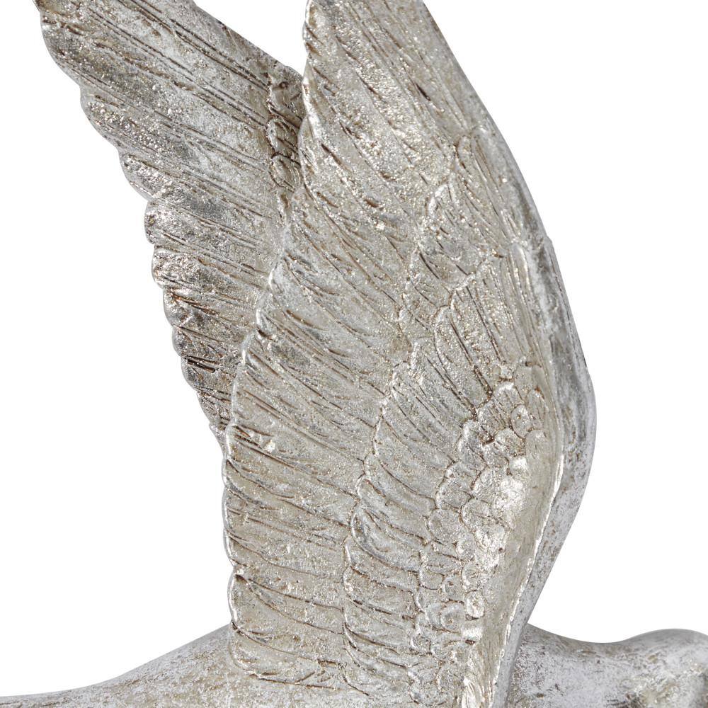 Silver Polystone Bird Wall Sculpture Set of 3