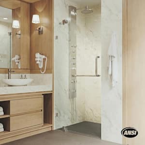 Pirouette 30 to 36 in. W x 72 in. H Pivot Frameless Shower Door in Chrome with 3/8 in. (10mm) Clear Glass