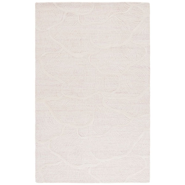 Pine 4 ft. x 6 ft. Pink/Ivory Abstract Waves Area Rug