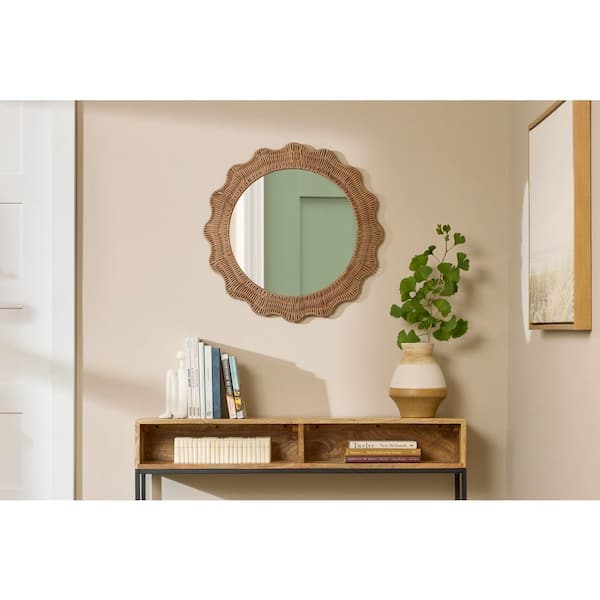 Natural Scalloped Framed Mirror (24 in. W x 24 in. H)