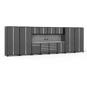 Pro Series 14-Piece 18-Gauge Stainless Steel Garage Storage System in Gray (256 in. W x 85 in. H x 24 in. D)