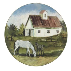 York Stables 12.5 in. Assorted Colors Earthenware Square Platter