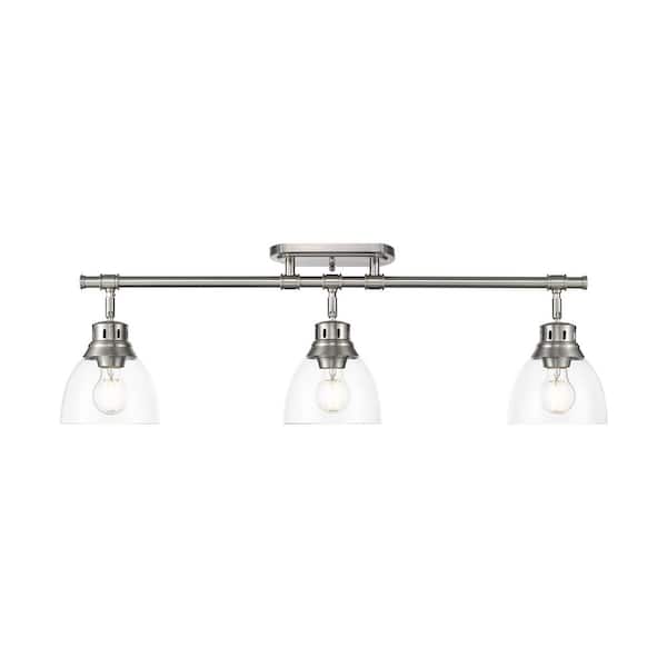 Duncan 6.5 in. 3-Light Pewter Semi-Flush Mount with Clear Glass Shade