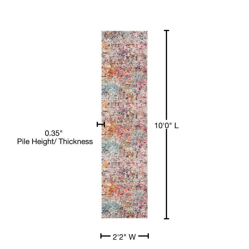 Metro-Mod Grey/Pink Synthetic 2'2" x 10' Runner Rug
