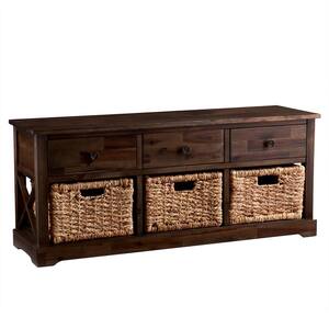 Clyde Antiqued Brown Storage Bench