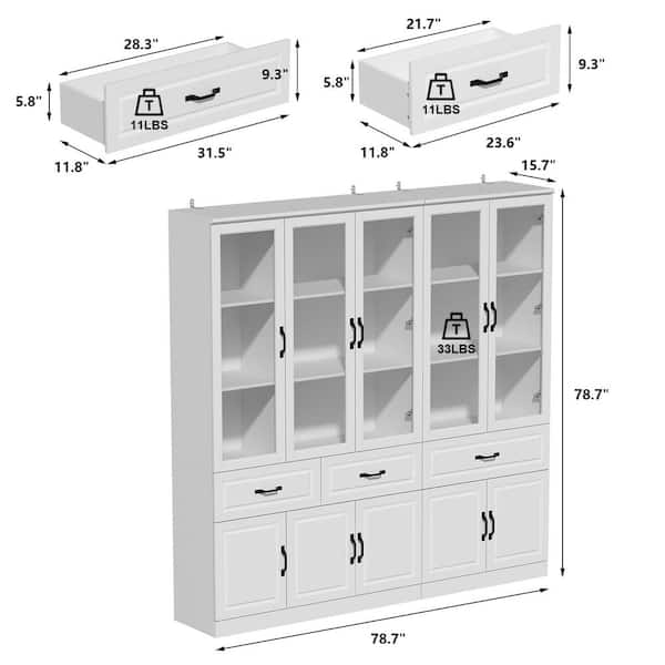 FUFU&GAGA 78.7 in. Wide x 78.7 in. H 12-Shelf White Wood Standard