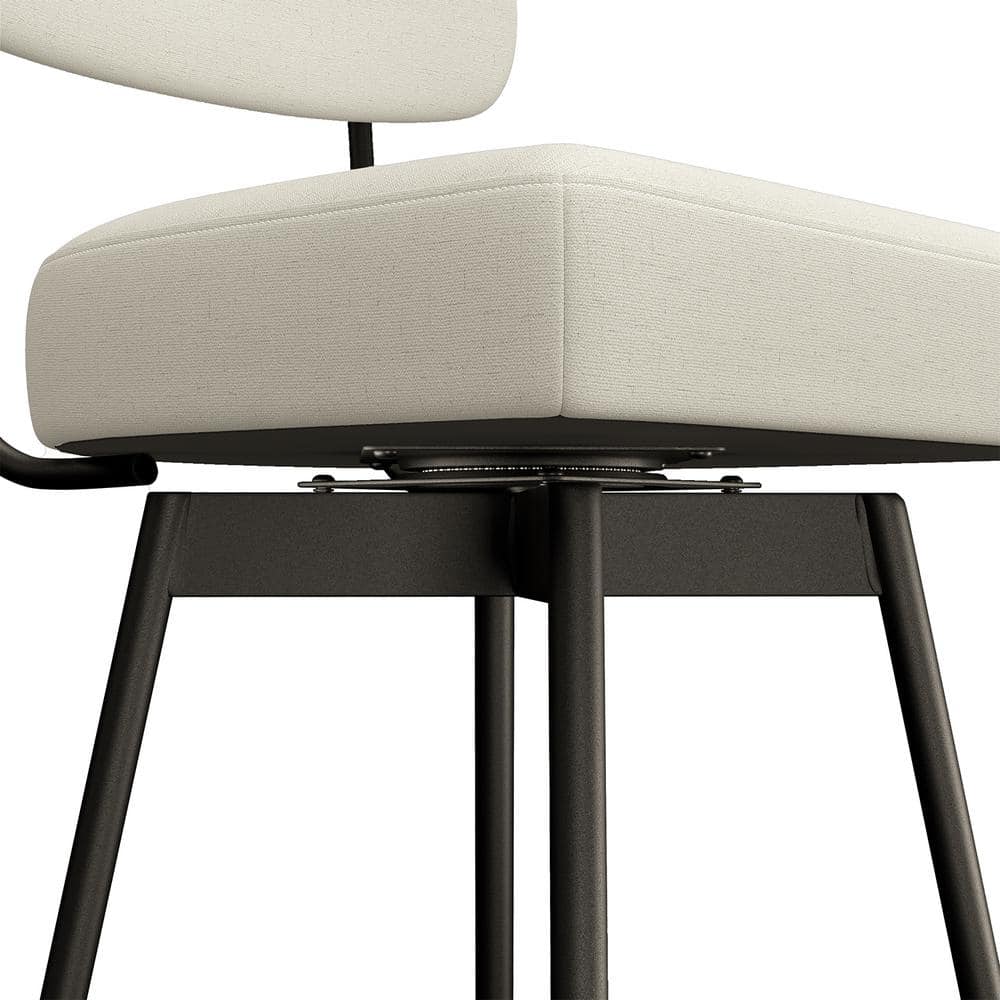 Natural Linen and Metal Swivel Bar Stool Set