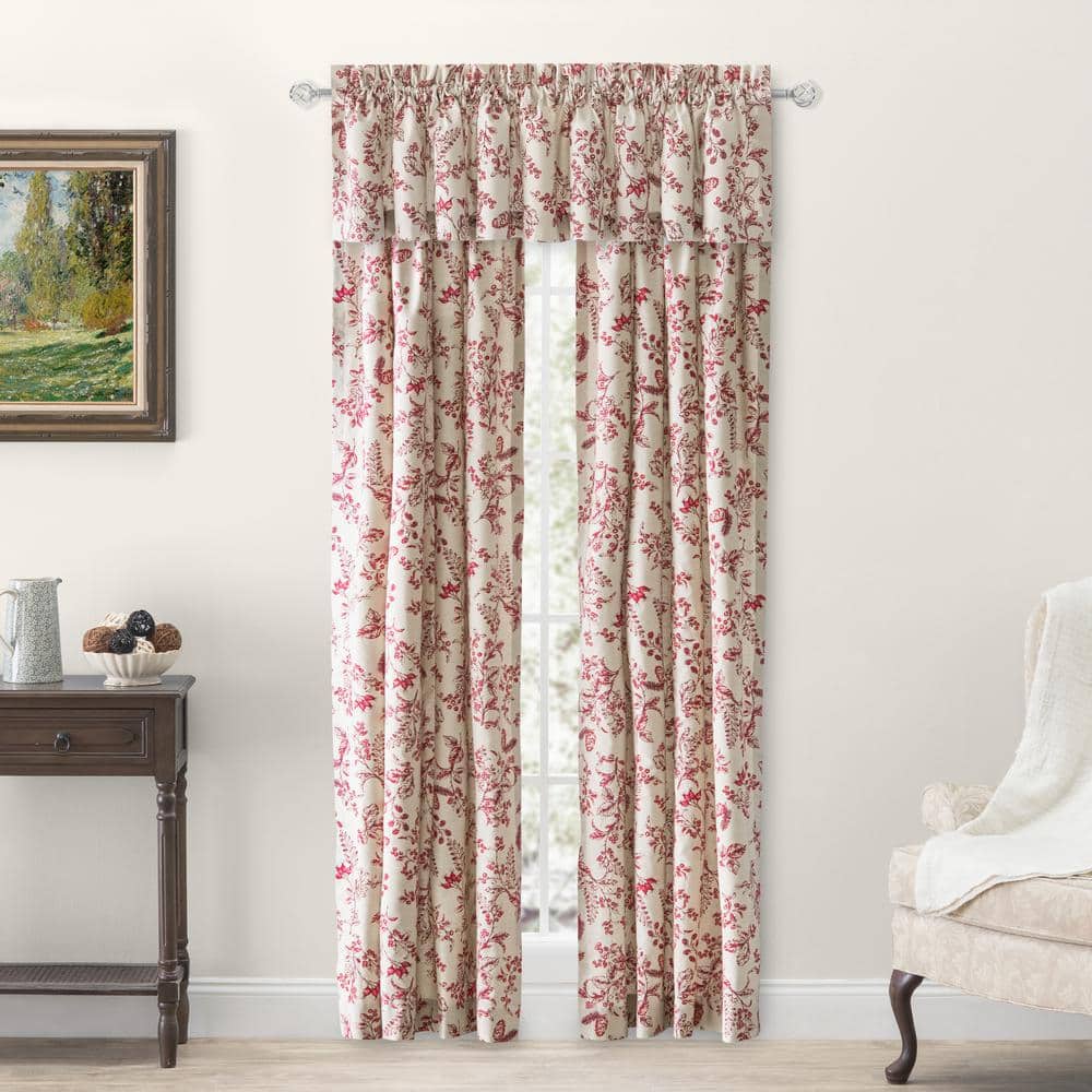 Garnet Cotton Light-Filtering Rod Pocket Curtains with Tiebacks