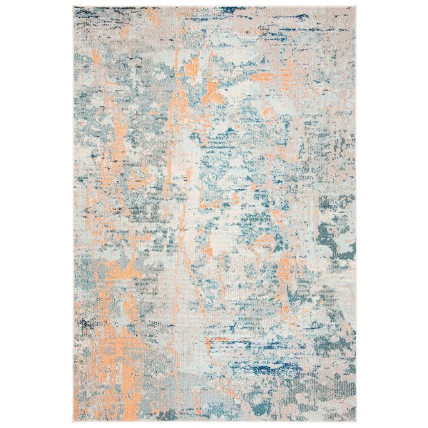 SAFAVIEH Madison Light Blue/Beige 5 ft. x 8 ft. Geometric Area Rug