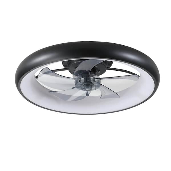 21.7 in. Indoor Black Embedded Installation Ceiling Fan with Dimmable LED and Transparent Gray ABS Blades