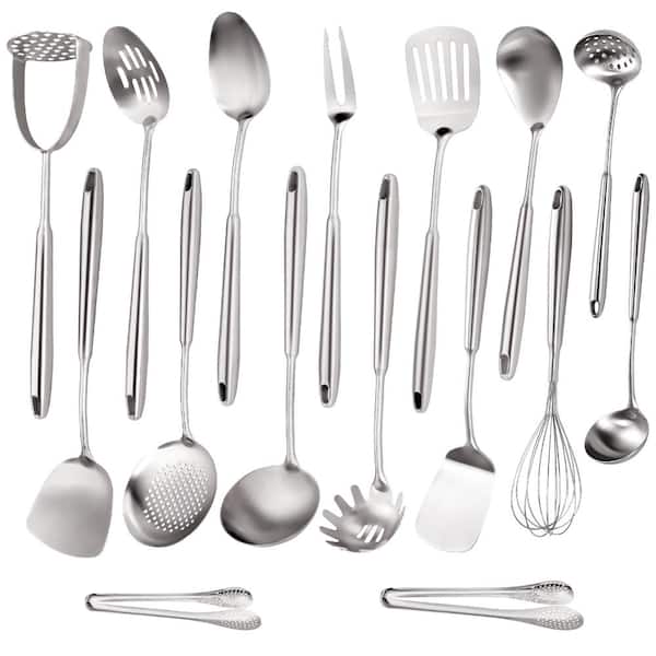 18/10 Stainless Steel Kitchen Utensil and Tool Set with Ergonomic Handles Dishwasher Safe 16-Piece