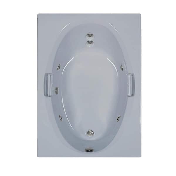 Comfortflo 60 in. x 42 in. Acrylic Rectangular Alcove Whirlpool Bathtub with Reversible Drain in Biscuit
