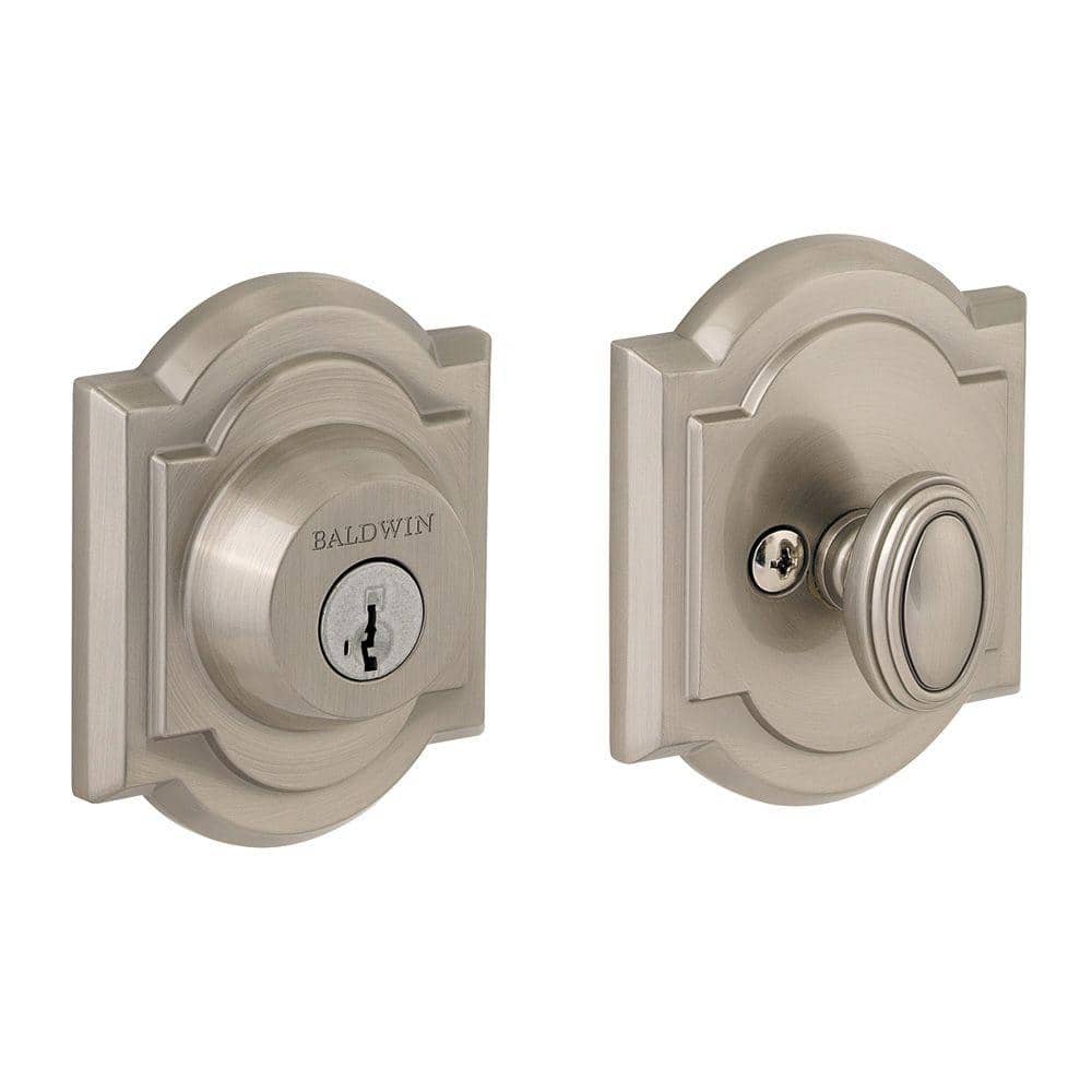 Baldwin Prestige Single Cylinder Satin Nickel Arched Deadbolt Featuring