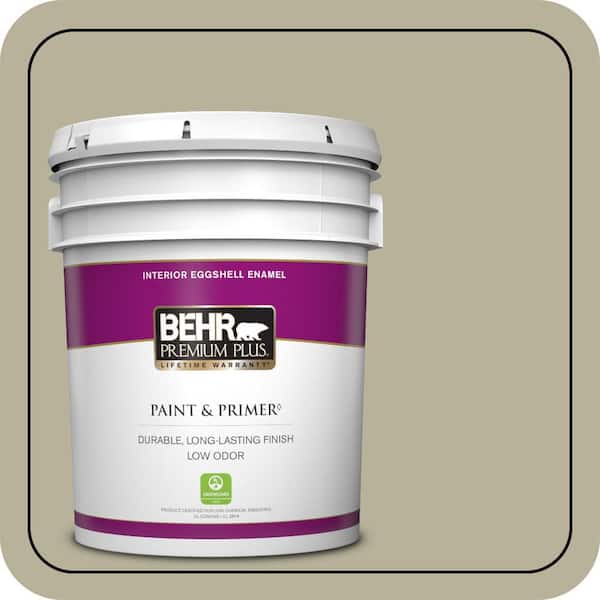 BEHR PREMIUM PLUS 5 gal. #N340-3 Bonsai Pot Eggshell Enamel Low Odor Interior Paint & Primer