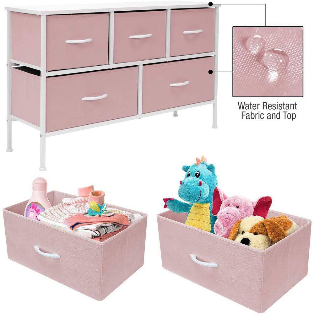 Pastel Pink Nursery Dresser with Extra Deep Drawers and Handles