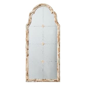 22 in. W x 48 in. H Cream, Gold Arched Wall Mirror, Decorative Window Design for Living Room, Bathroom, Entryway