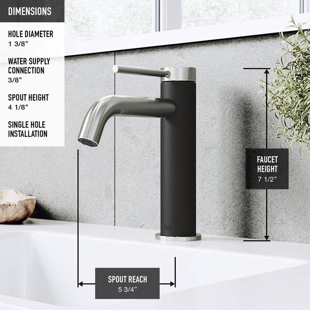 Madison Single Hole Brass Bathroom Faucet in Black and Nickel