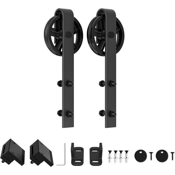 WINSOON Black Antique Roller Kit For Sliding Barn Door Hardware System ...