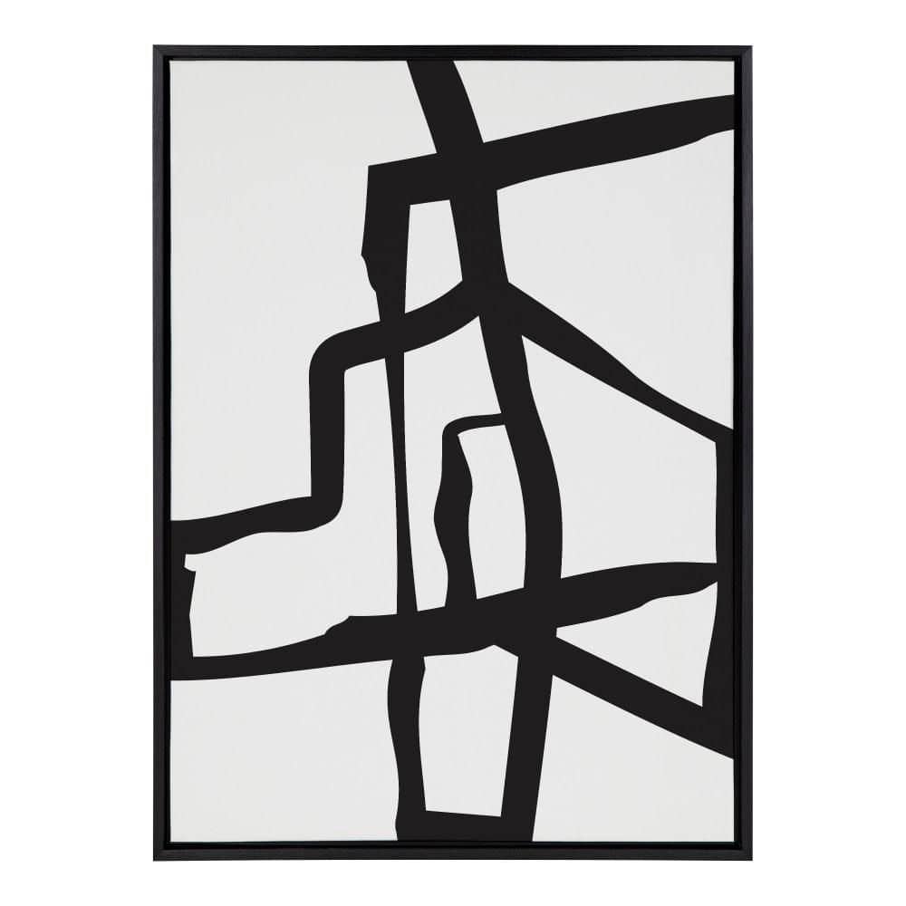 Sophisticated Black and White Abstract Canvas Wall Art, 28x38