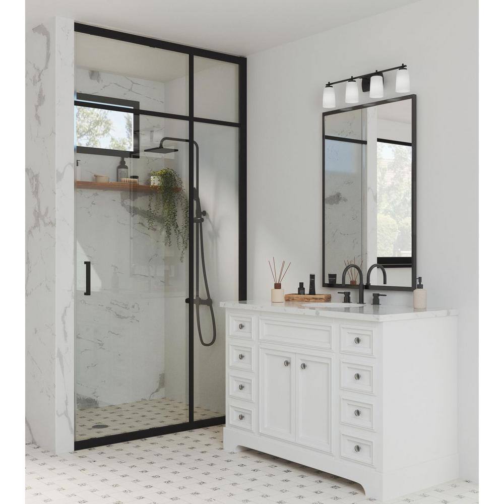 Adley Matte Black 4-Light Vanity Fixture with Opal Glass Shades