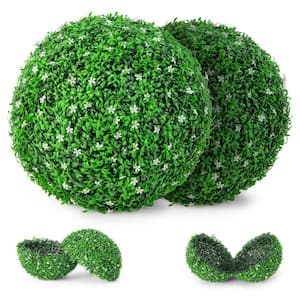 19 .5 in. Height Green Artificial Boxwood Topiary Balls Sun-Protection Indoor and Outdoor Greenery Decoration (Set of 2)