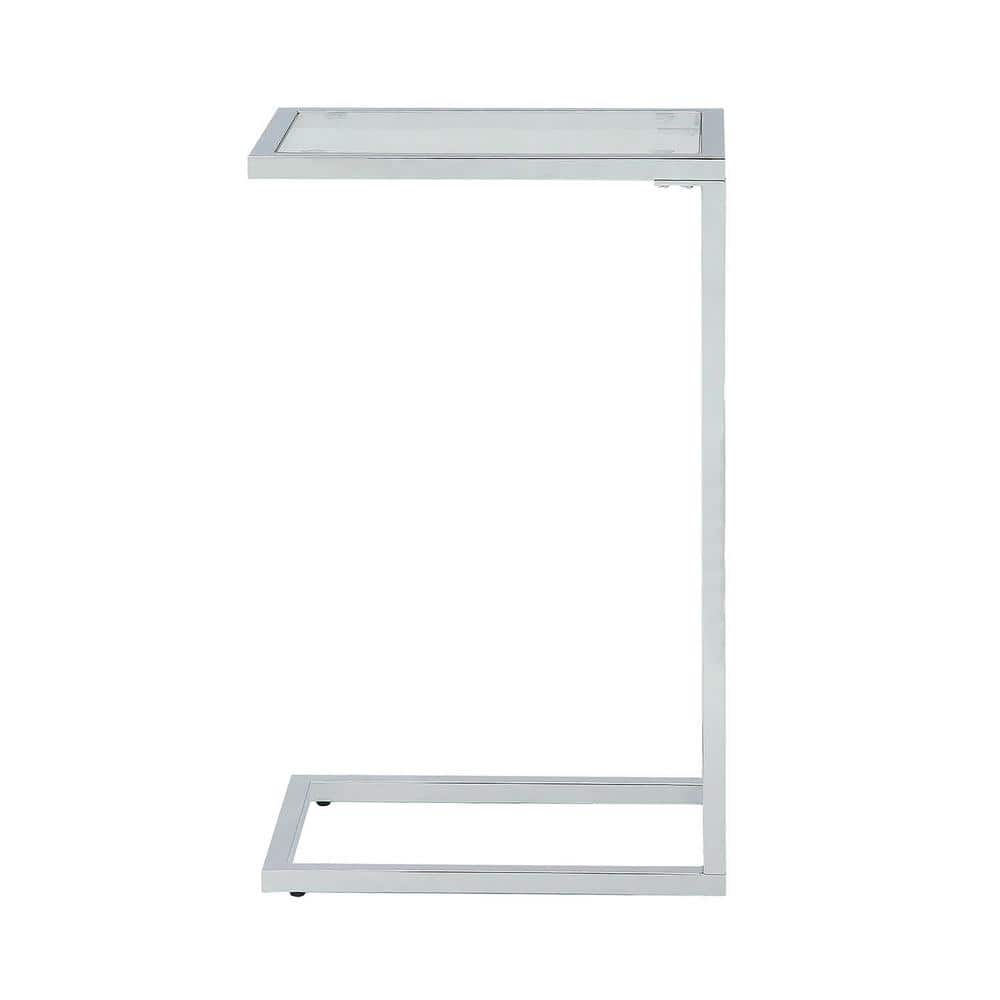 Chrome and Clear Glass Rectangular End Table, 26 in.