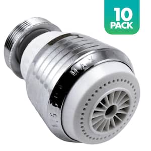 1.5 GPM 1.37-in. Dual-Threaded Pressure-Compensating Dual-Spray Faucet Aerator in Chrome/White (10-Pack)