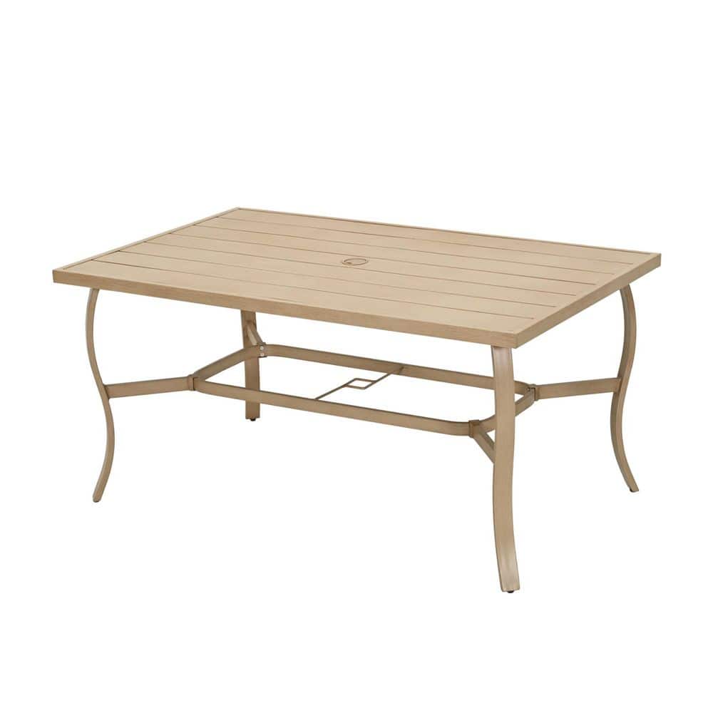 AluLux 6-Person Beige Rectangular Aluminum Outdoor Dining Table with Umbrella Hole price history on PriceWatchPro