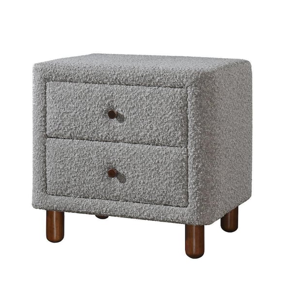 Benjara 20 in. Gray and Brown 2-Drawer Wooden Nightstand