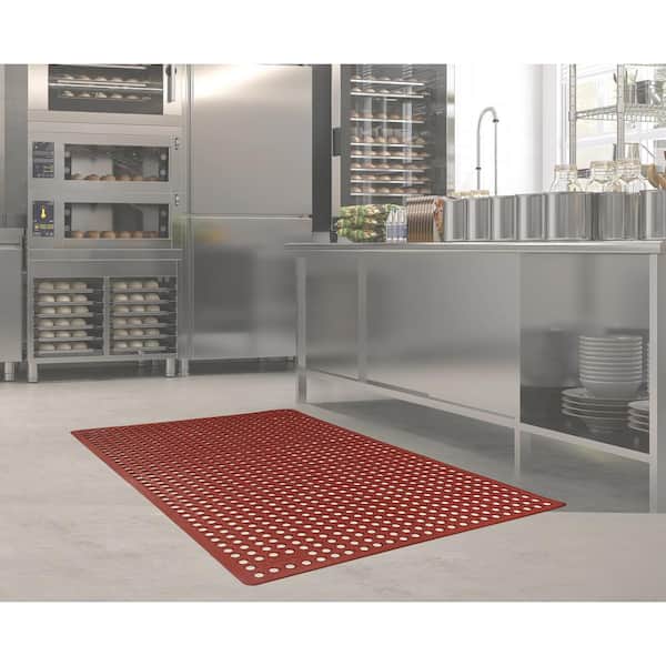 Rhino Anti-Fatigue Mats K-Series Comfort Tract Red 3 ft. x 10 ft. x 1/2 in.  Grease-Proof Rubber Kitchen Mat KCT310R - The Home Depot