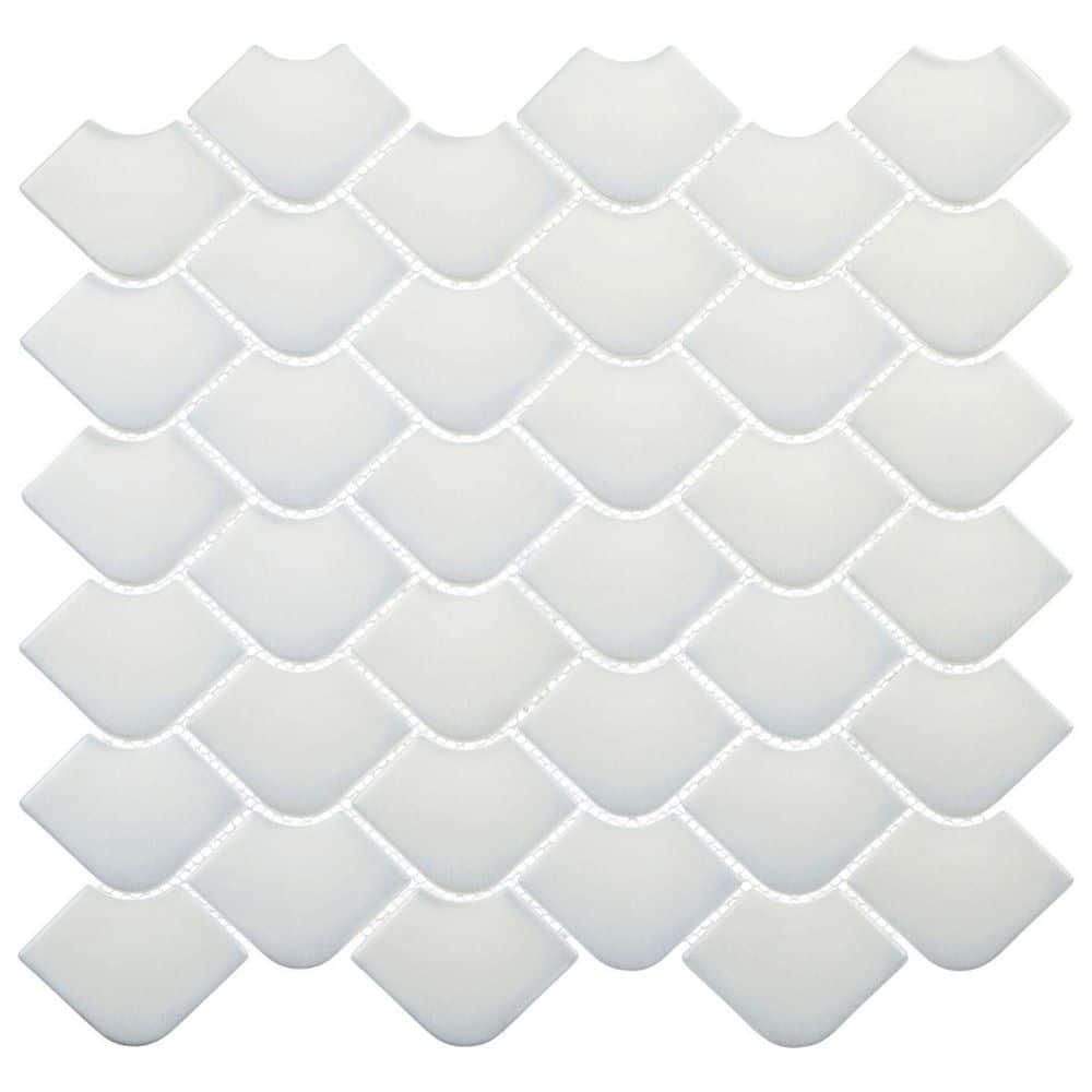 Scala Oda Grey 2-in. x 3-in. Fish Scale Upcycled Satin Glass Floor and Wall