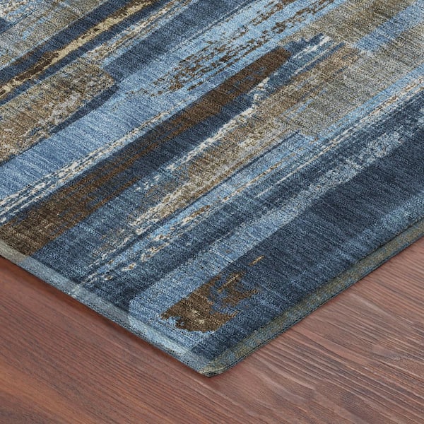 Mayfield Premium Machine Washable Abstract AMF2255 Navy 10 ft. x 14 ft. Area Rug